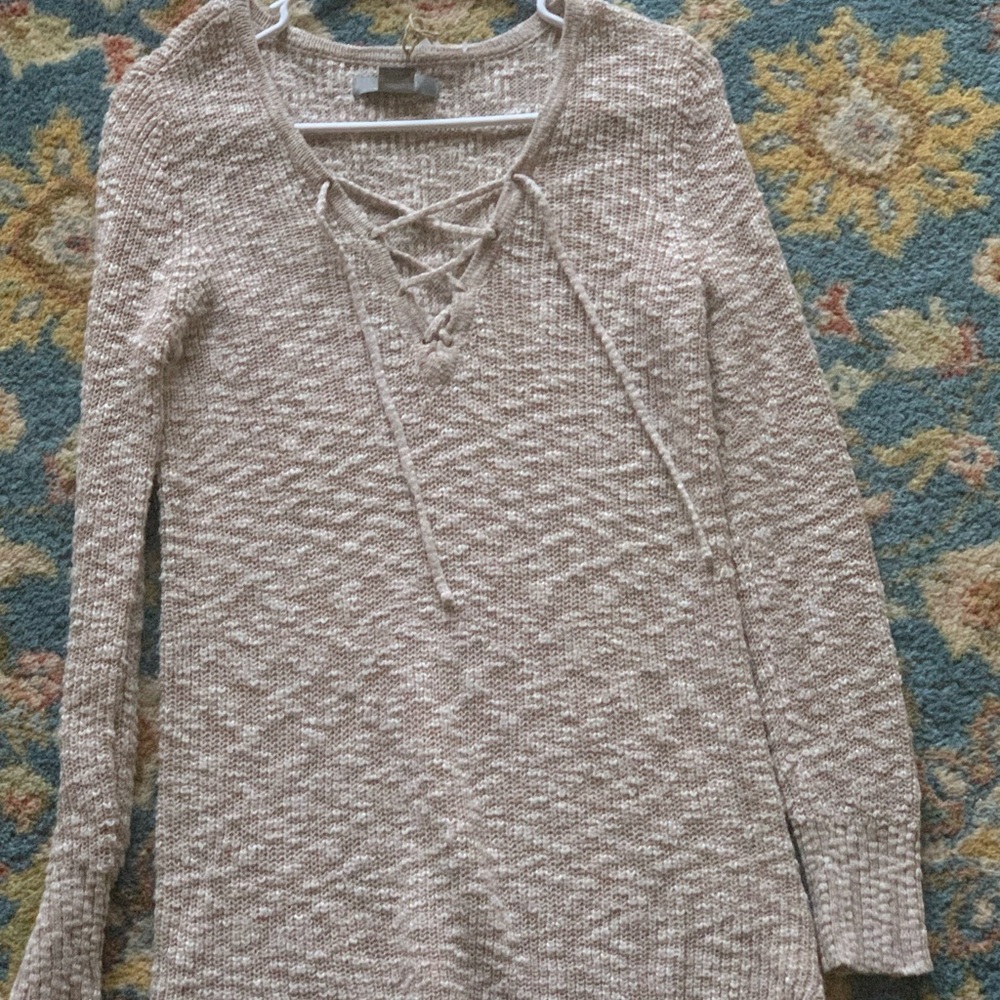 NWT Natural Reflections Beige Knit Sweater sz S. Free people tagged for exp